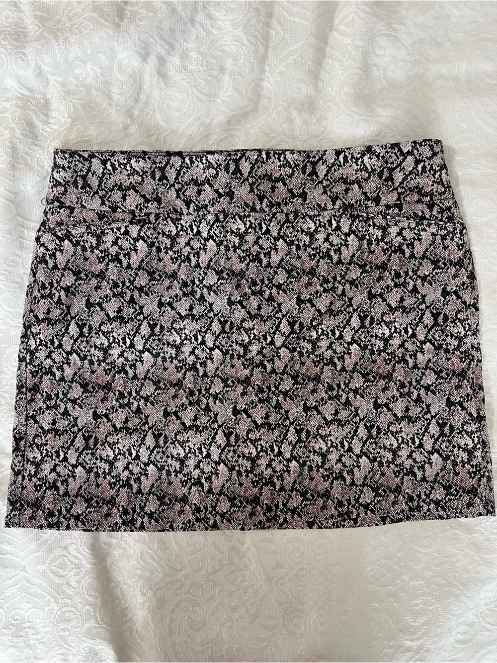 Attyre Pink and Black Snake-Print Mini Skirt